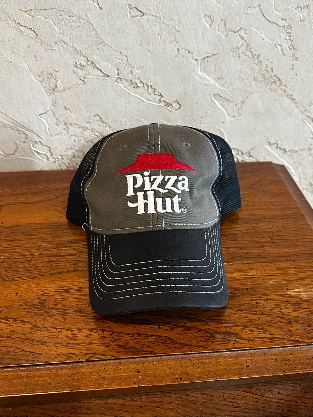 Pizza Hut Black Mesh Trucker Hat with Embroidered Logo
